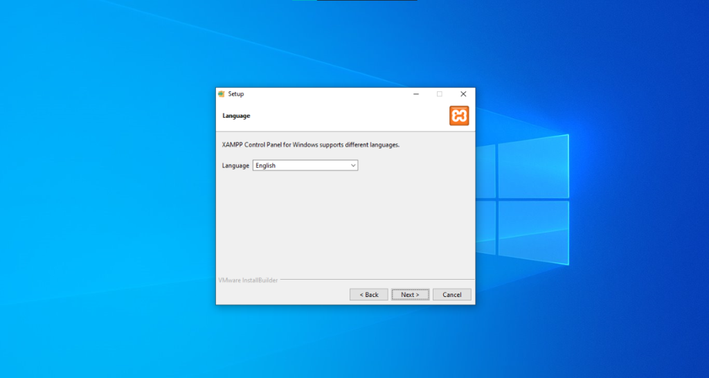 choose language in xampp installation.